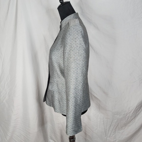 CALVIN KLEIN Size 6 Gray Tweed Mandarin Collar Business Casual Jacket Blazer EUC - Picture 3 of 11